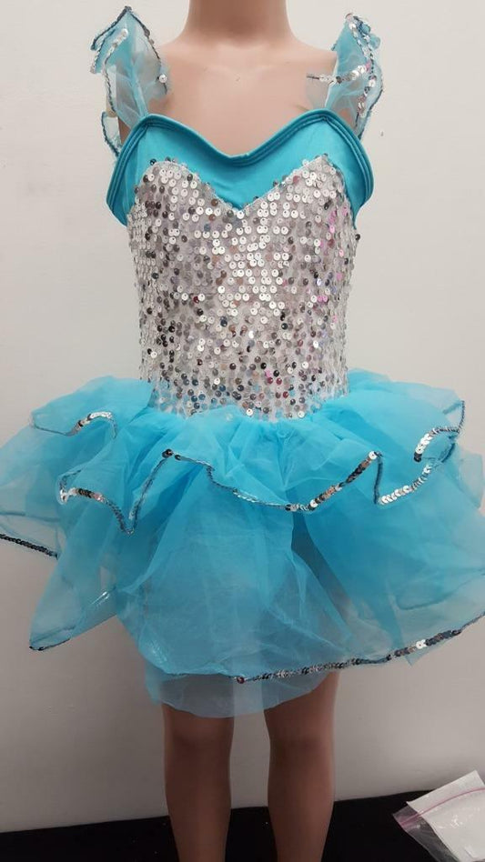 Pre-Owned Costume Curtain Call  E207 Medium Child Turquoise  Jazz