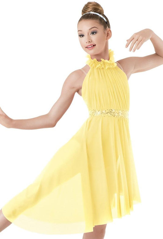 Pre-Owned Costume Weissman  9920 Medium Child Yellow Dress Lyrical Sequin
