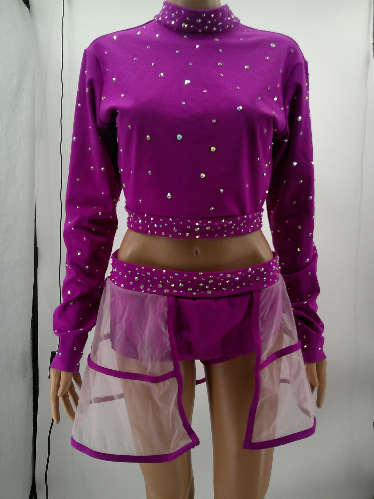 Pre-Owned Costume Kelle   XL Adult Purple 2 pc Jazz Rhinestones