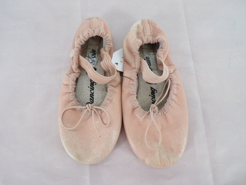 Pre-Owned Ballet Shoes Dancing Fair Toddler 10M Tie Drawstring Leather Single Strap Full Sole