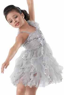 Pre-Owned Costume Weissman 7530 Intermediate Child 6X-7 Gray Dress Lyrical Sequin