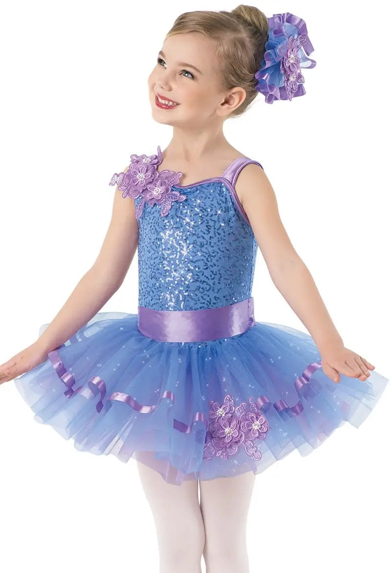 Pre-Owned Costume Weissman 10563 Small Child Blue Tutu Ballet Sequin