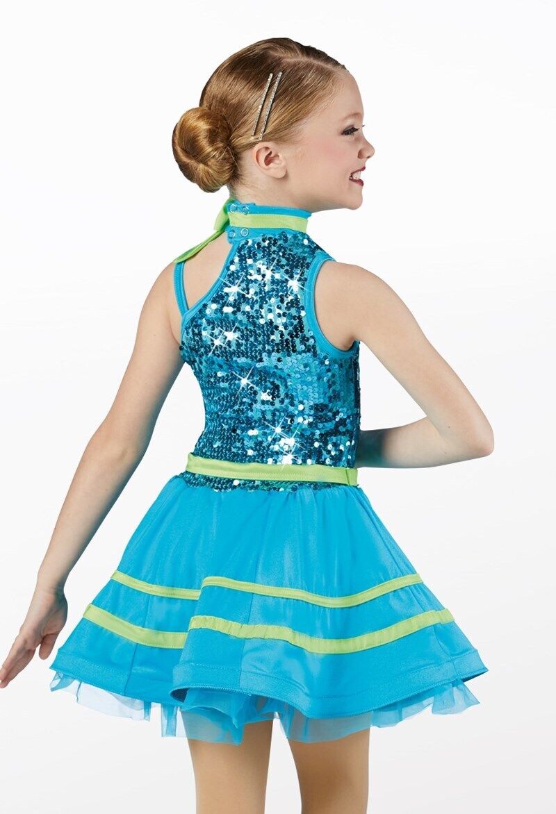 Pre-Owned Costume Weissman  13675 Large Child Purple Tutu Dress Tap Jazz Pageant Sequins Stewaress