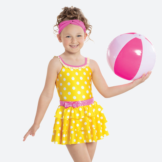Pre-Owned Costume Revolution  RC16983 Medium Child Yellow Polka Dot Jazz Sequin Yellow Polka Dot Bikini