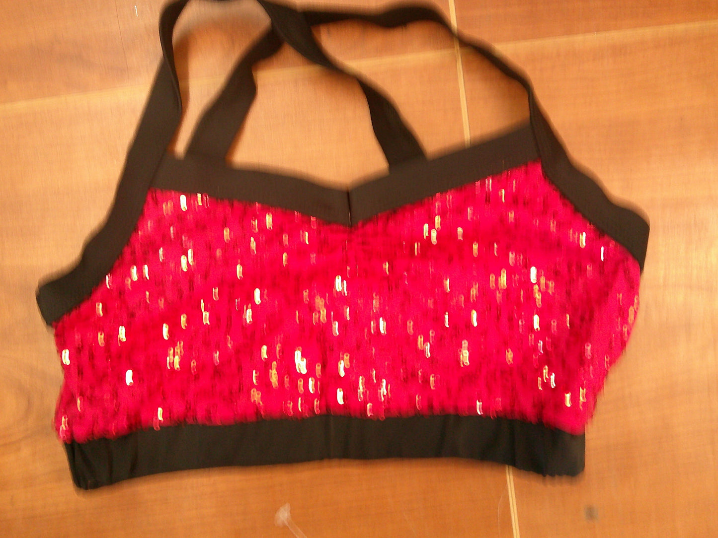 Pre-Owned Costume Sequin Bra Top Balera  SQ3254 Large Child Red  Jazz Tap Sequin