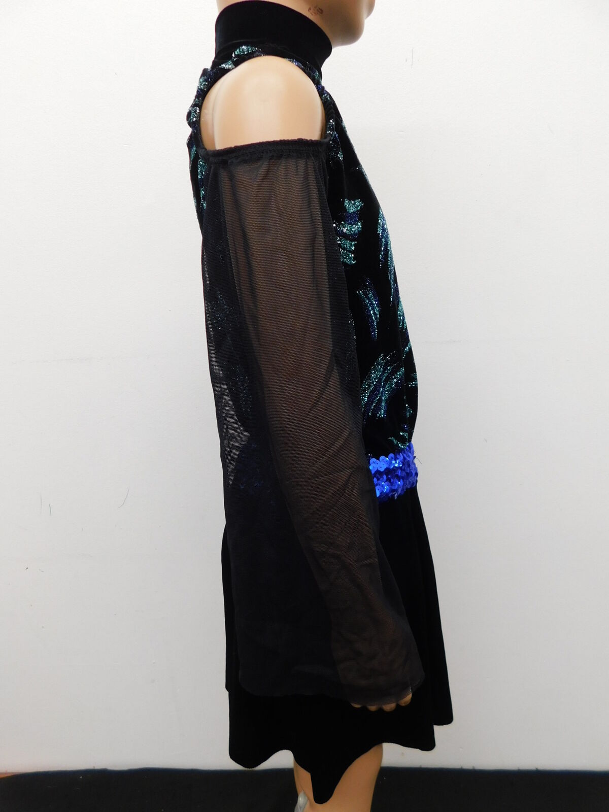 Pre-Owned Costume Dansco   Large Child Blue Cold Shoulders Jazz Tap Glitter