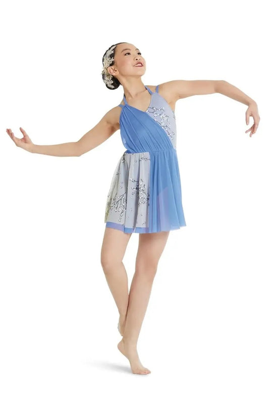 Pre-Owned Costume Weissman  11923 Medium Child Blue Flowy Lyrical Rhinestones