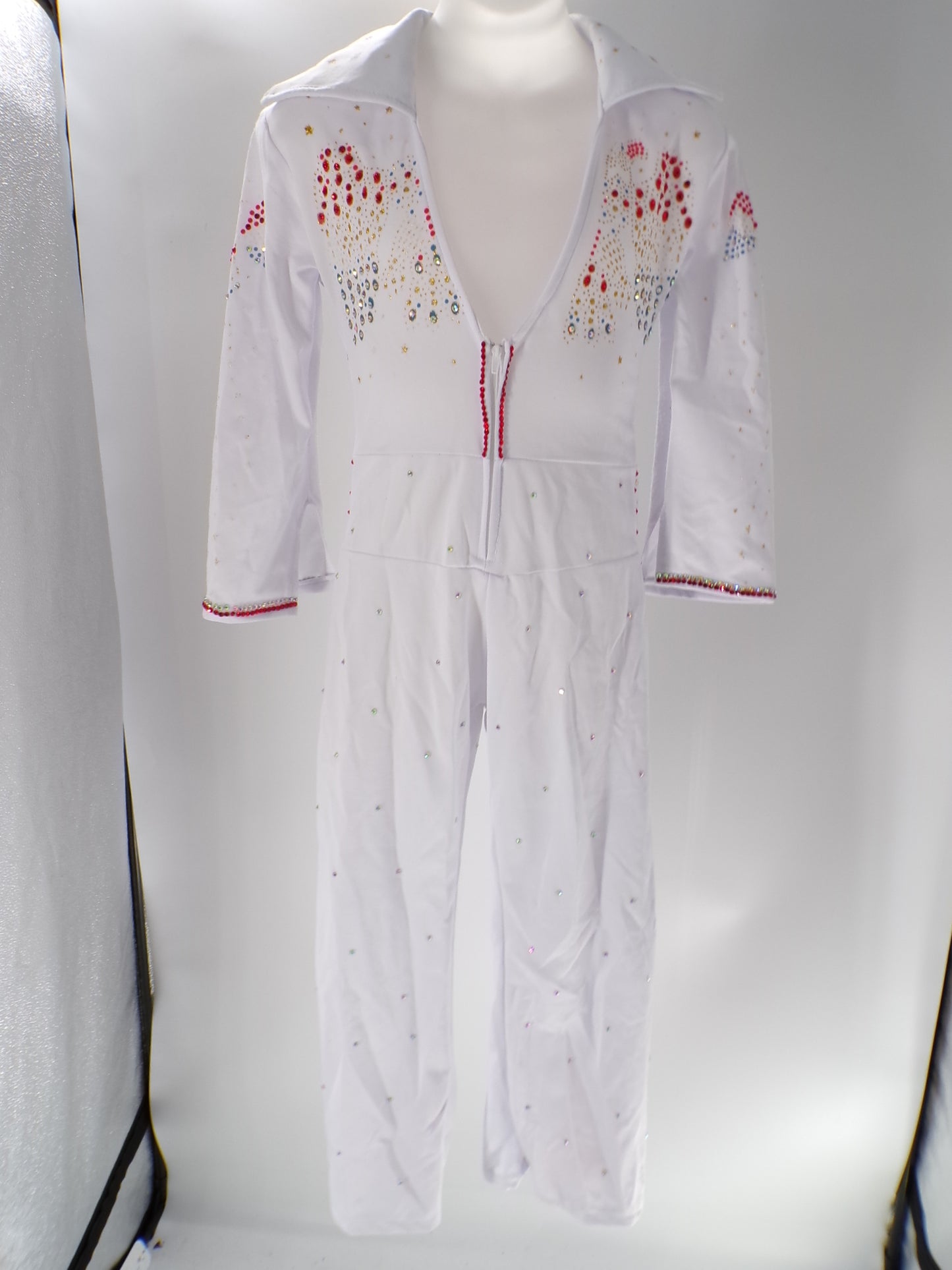 Pre-Owned Costume Elvis   Large Child White Jumpsuit Jazz Tap Rhinestones Elvis