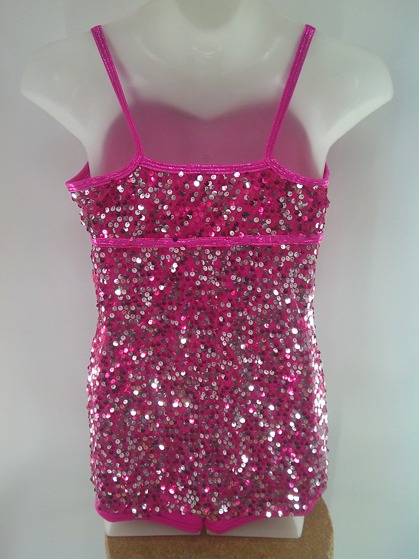 Pre-Owned Costume Curtain Call  E1005 XL Child Pink Biketard Jazz Tap Sequins