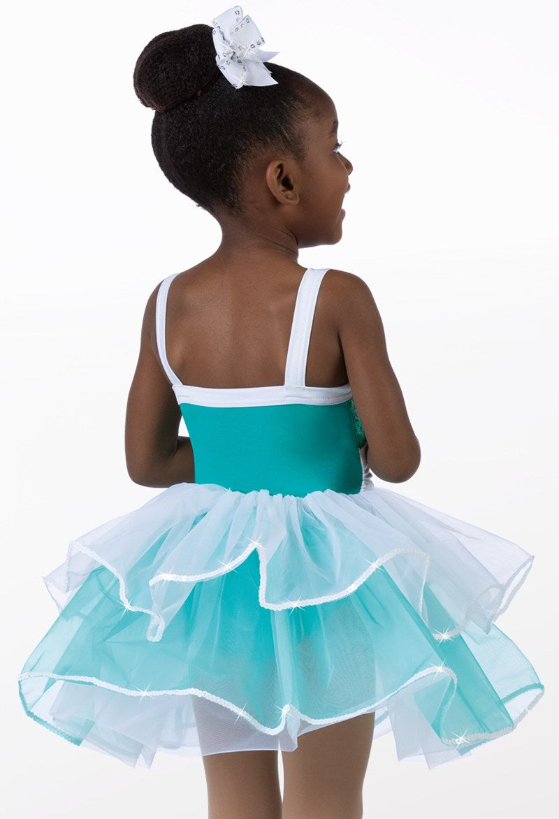 Pre-Owned Costume Weissman  14356 Inter Child Green Tutu Dress Tap Sequin