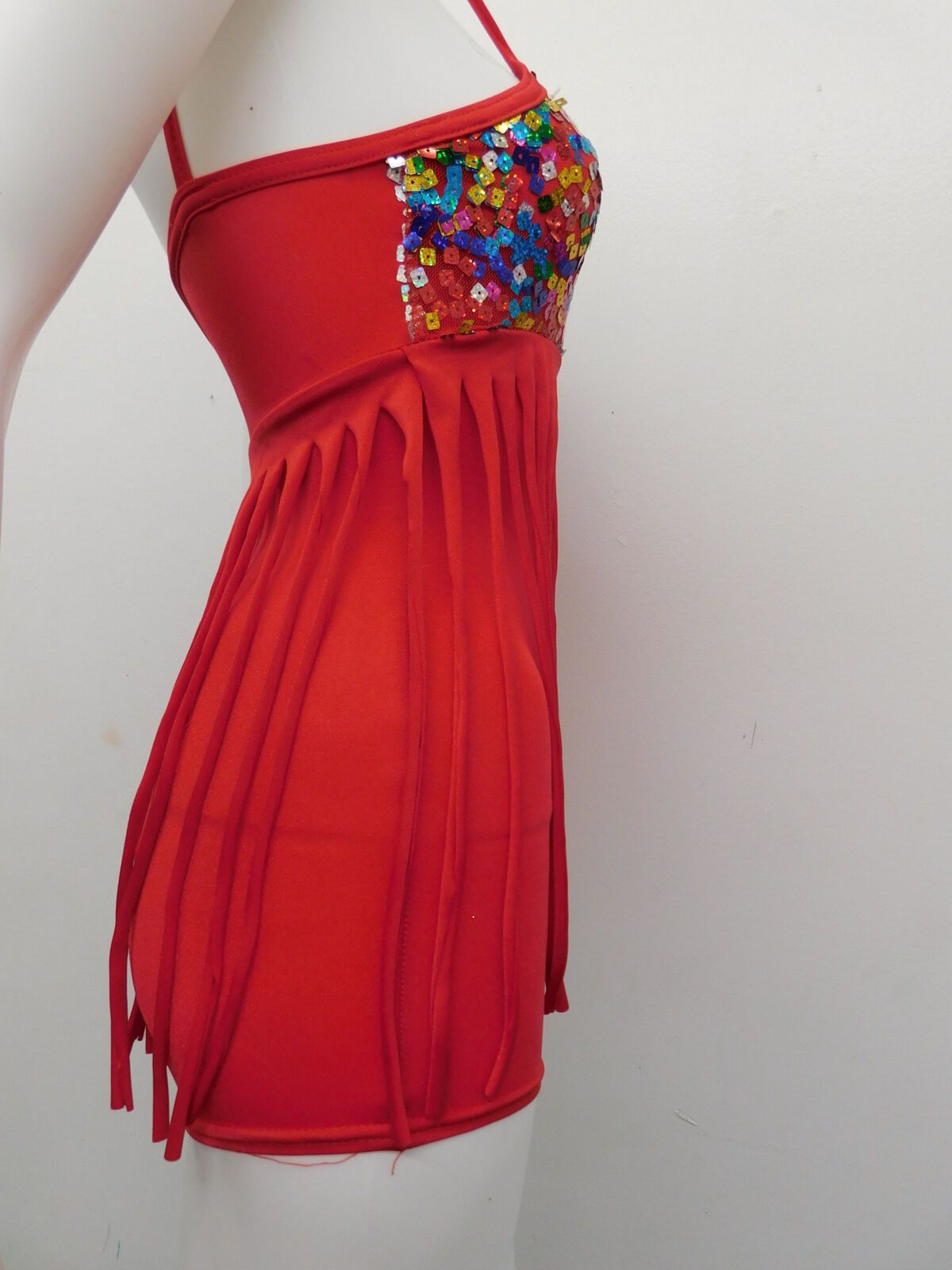 Pre-Owned Costume Costume Gallery   6x-7 Child Red Unitard Jazz Seqiuin