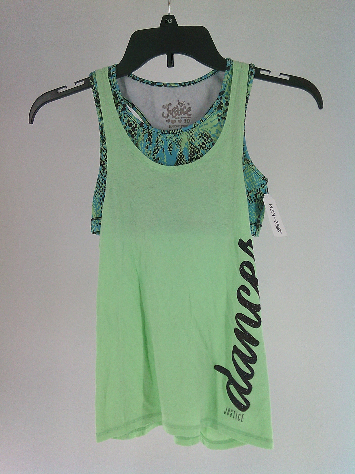 Pre-Owned Sports Bra & Tank Justice   Medium Child Mint  Jazz Ballet