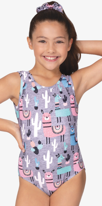 New Leotard Destira Llama Love Girls  Gray  Acro Tumbling