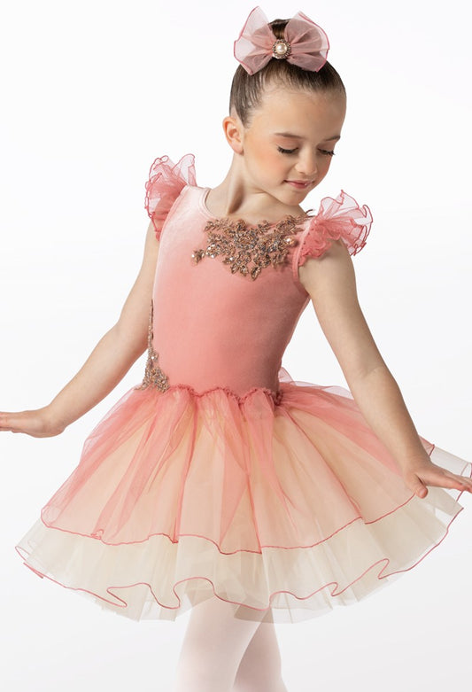 Pre-Owned Costume Weissman  14680 Small Child Peach Pink Tutu Dress Ballet Stones