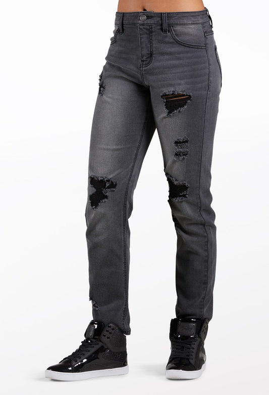 Pre-Owned Distressed Denim Balera AH11504 Medium Child Gray Black  Jazz Tap