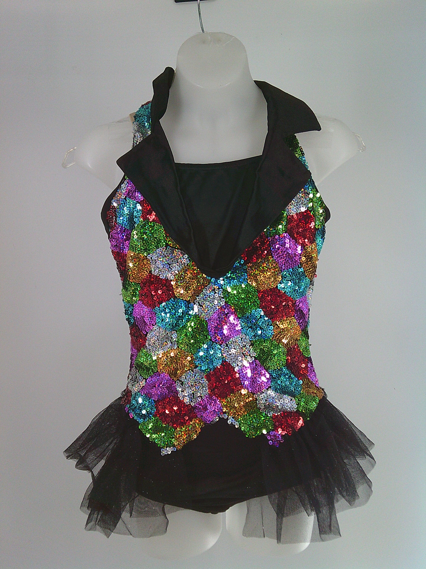 Pre-Owned Costume Weissman  6053 Small Adult Black Colors Jazz Tap Sequins
