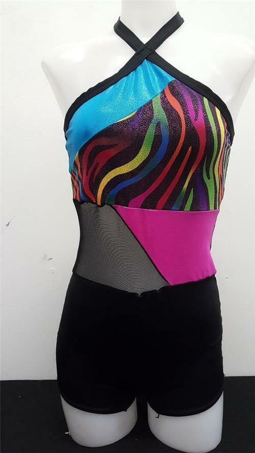 Pre-Owned Costume Weissman  7813 Small Child Colorful Unitard Jazz Acro Metallic