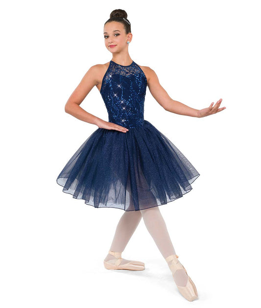 Pre-Owned Costume AWCT  24040Y Large Child Blue  Tutu Ballet  Sequin