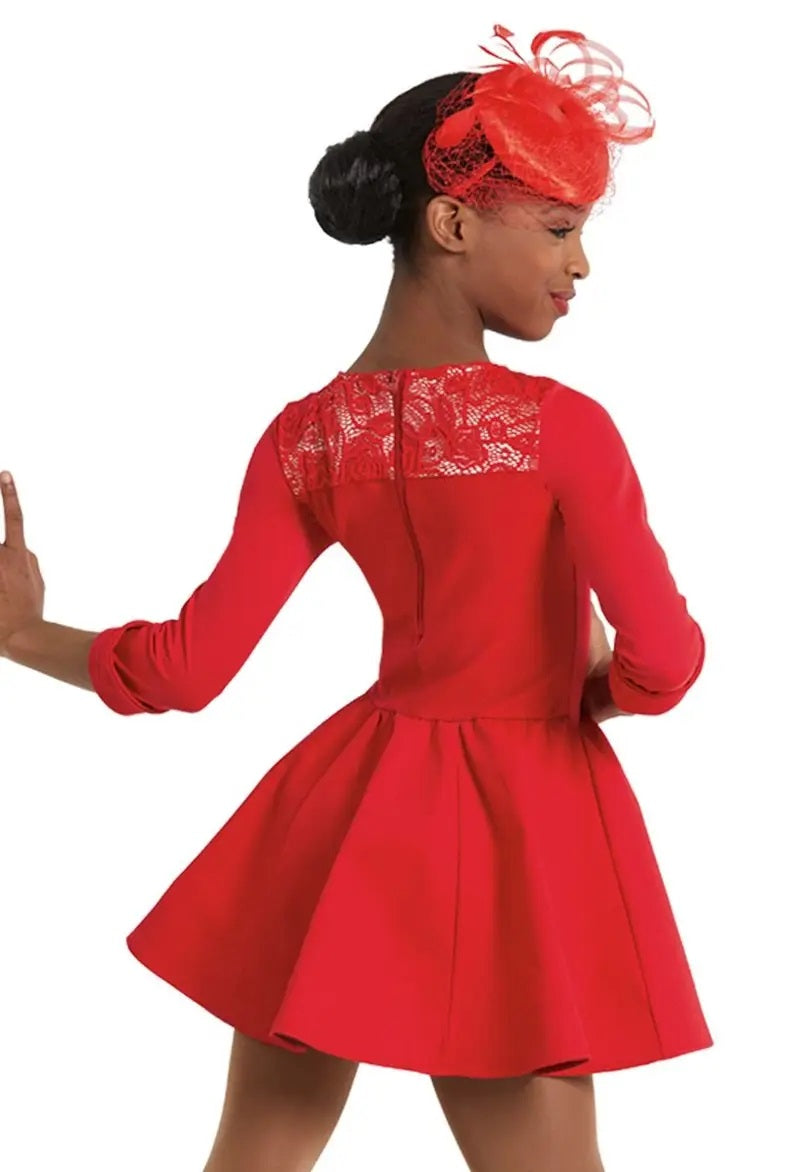 Pre-Owned Costume Weissman  11788 Large Child Red  Dress Jazz Rockette