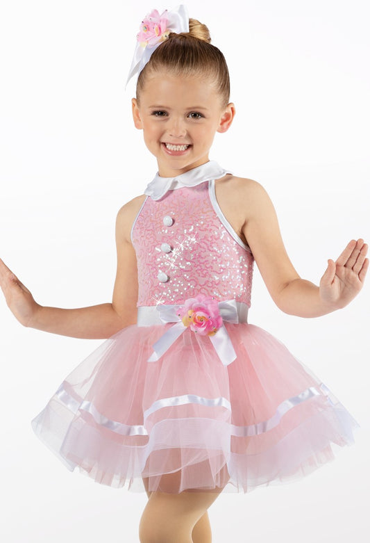 Pre-Owned Costume Weissman  12469 Small Child Pink Tutu Dress Tap Jazz Sequin