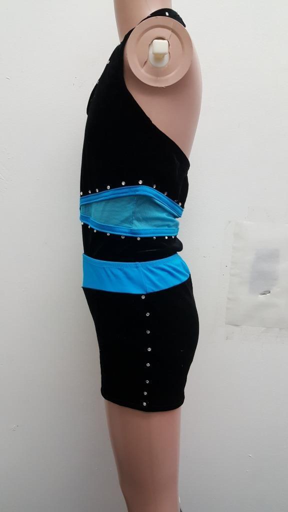 Pre-Owned Costume Weissman  4434 XL Child Turquoise Unitard Jazz Acro Mesh & Stones