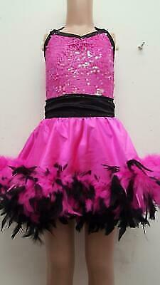 Pre-Owned Costume Weissman  10604 6x-7 Child Pink Feathers Jazz Musical Sequin