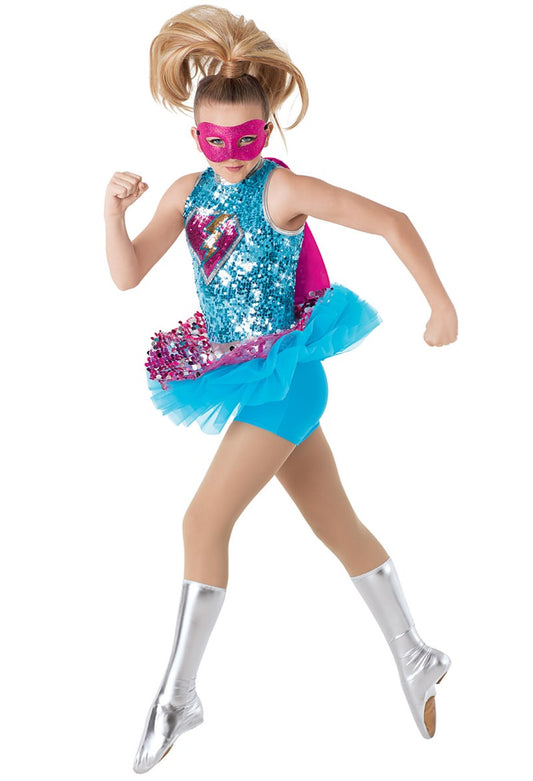 Pre-Owned Costume Weissman  8745 Small Adult Blue Dress Jazz Sequin Super Hero