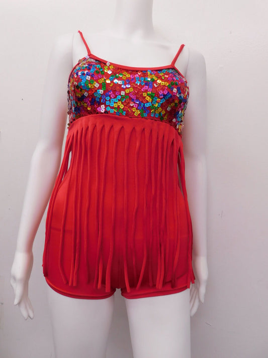 Pre-Owned Costume Costume Gallery   6x-7 Child Red Unitard Jazz Seqiuin