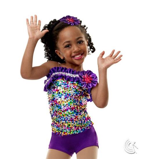 Pre-Owned Costume Large Adult Purple Curtain Call E614 Jazz Tap Latin Clogging 2in1 Ruffles Sequin