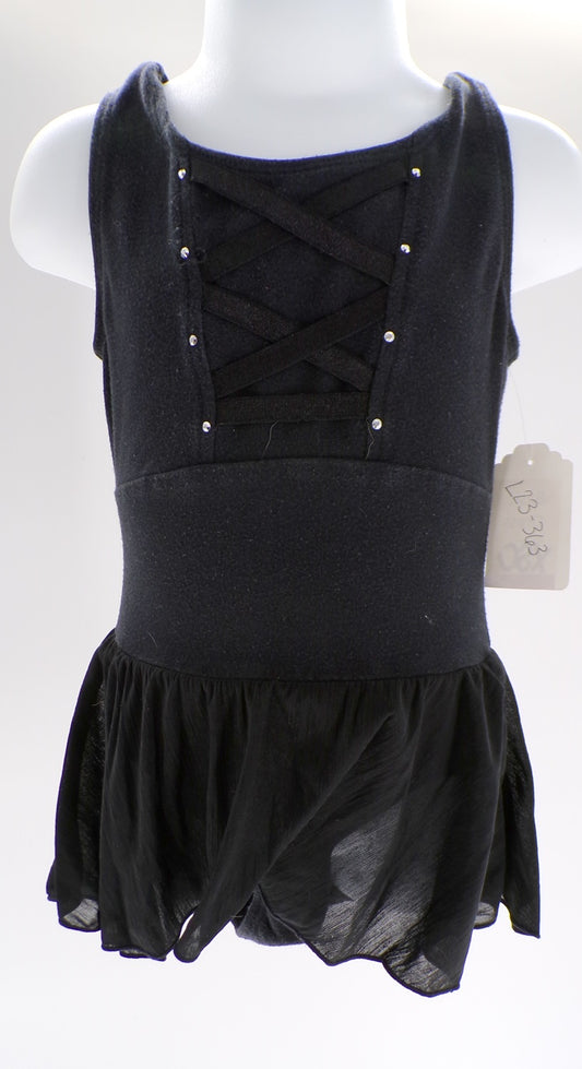 Pre-Owned Leotard Dress Freestyle Small Child Black Sparkle Corset Ballet Tap