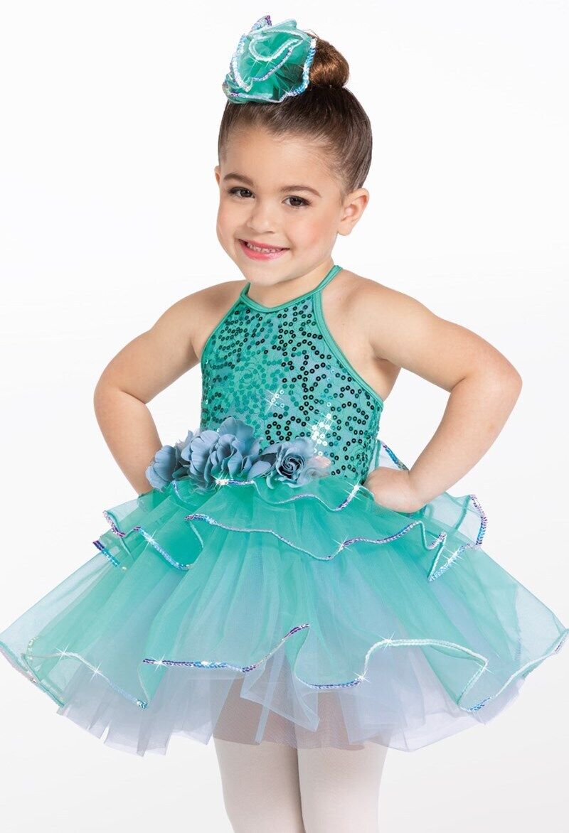 Pre-Owned Costume Weissman  13654 Intermediate Child Teal Tutu Dress Ballet Pageant
