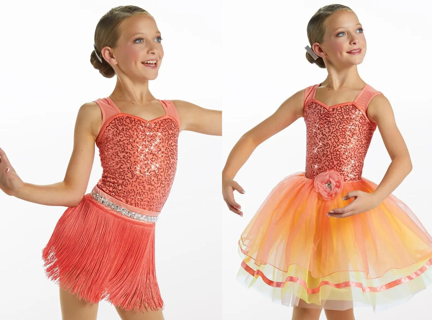 Pre-Owned Costume Weissman  15680 Medium Child Orange 2 in 1 Jazz Sequin