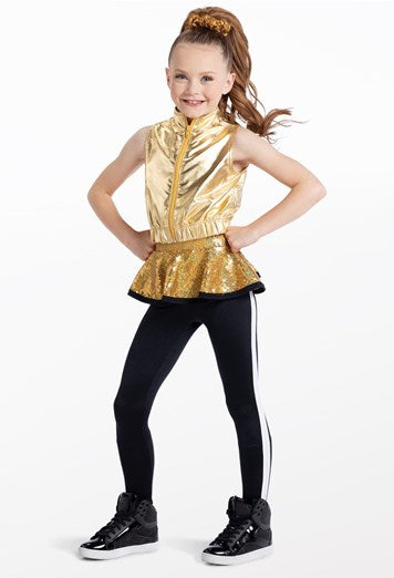 Pre-Owned Costume Weissman  14195 Medium Child  Gold  Hip Hop Metallic Spandex