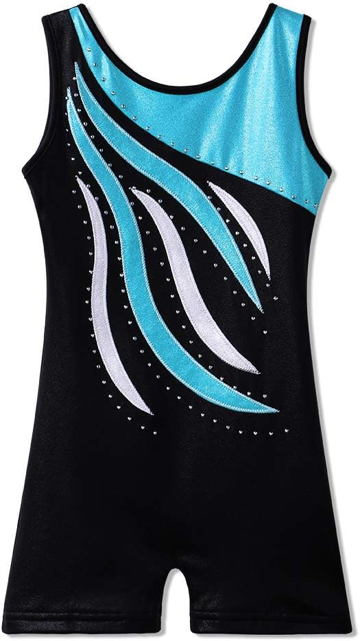 Pre-Owned Gymnastics Biketard Large Child Flame Print Acro Jazz Blue