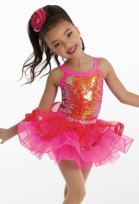 Pre-Owned Costume Weissman  11795 Small Child Pink Tutu Dress Jazz Sequin