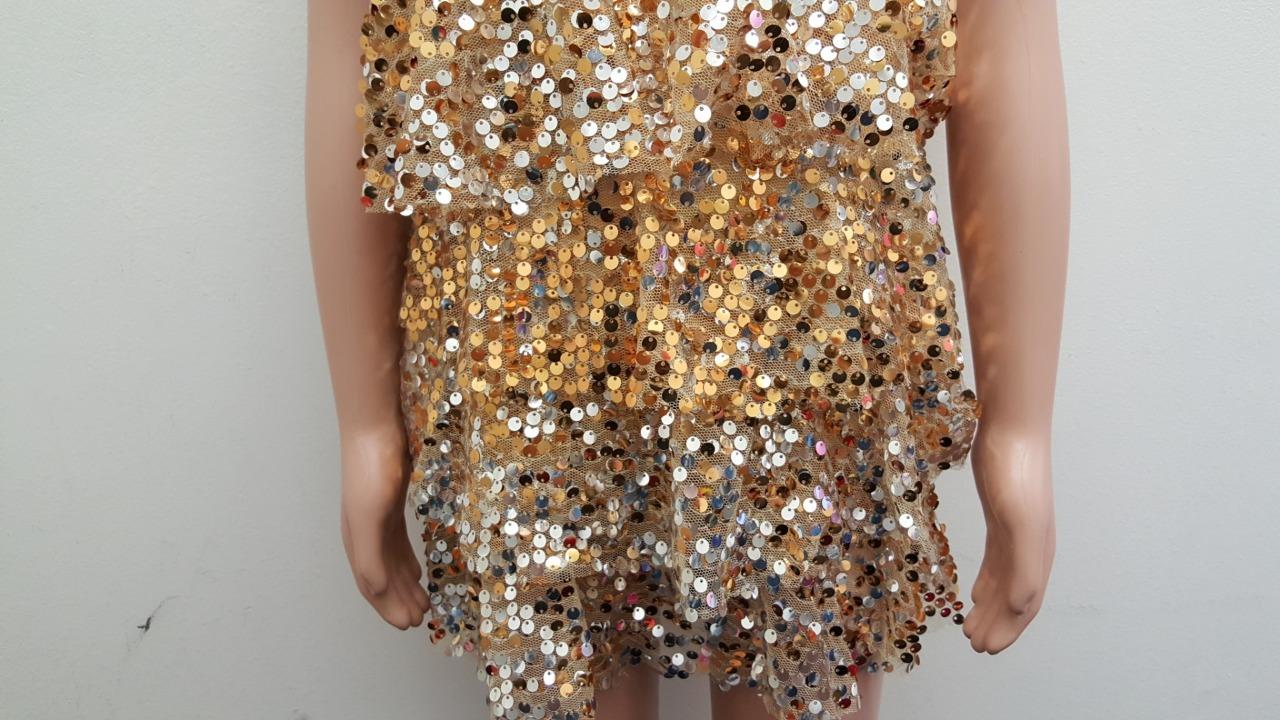 Pre-Owned Costume Weissman  5702 Small Child Gold Ruffles Jazz Sequin