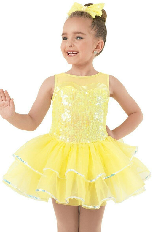 Pre-Owned Costume Weissman  9686 XS Child Yellow Tutu Jazz Sequin
