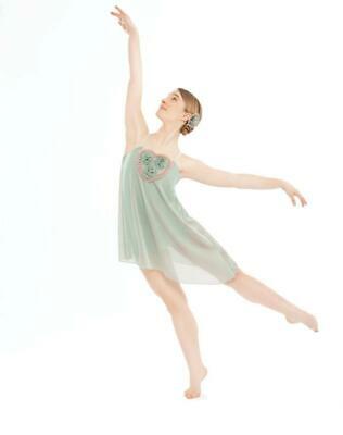 Pre-Owned Costume Large Child Green Revolution 431 Lyrical Contemporary Ballet Floral Flowy Biketard