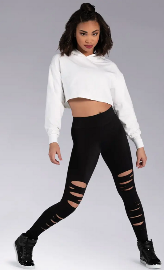 Pre-Owned Slashed Leggings Balera  MT10411 Small Adult Black  Jazz Gymnastics