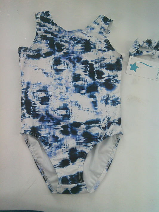 New Leotard Destira Indigo Kids  Blue White  Acro Tumbling