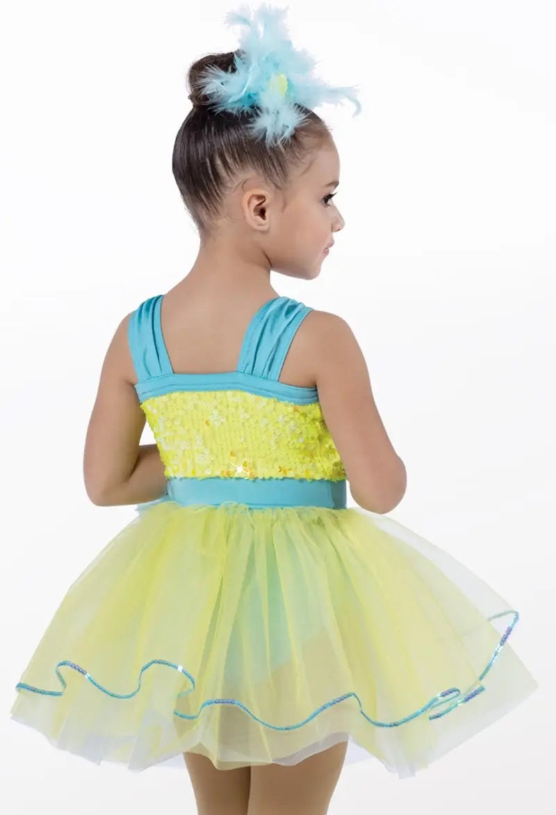 Pre-Owned Costume Weissman  14760 Medium Child Pink Dress Jazz Tap Sequins