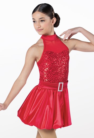 Pre-Owned Costume Weissman  14180 Medium Child Red Skirt Jazz Tap Sequin