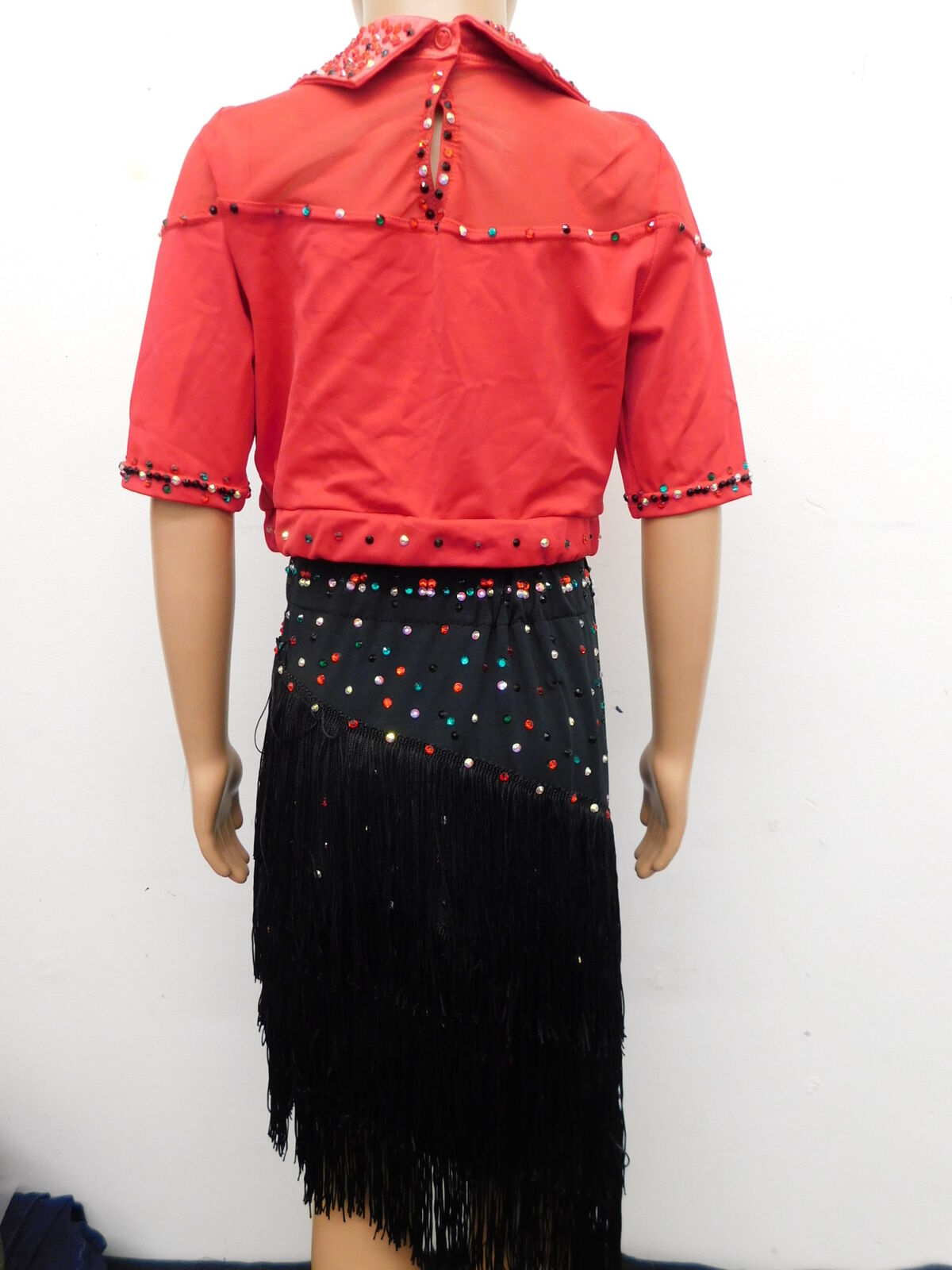 Pre-Owned Costume Weissman  MT12216 Medium Child Red 2pc Waitress Jazz Stones
