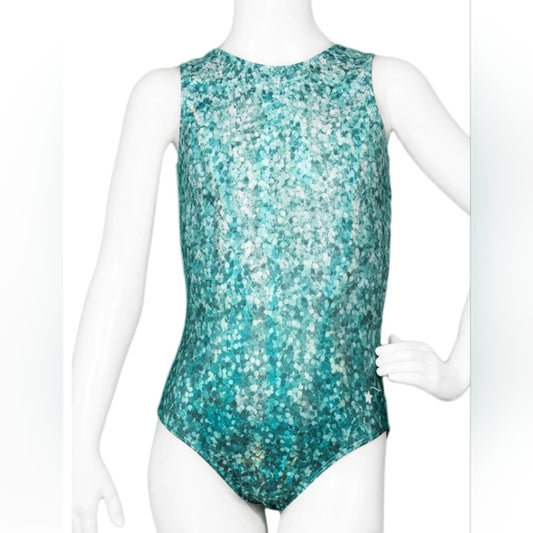 NEW Gymnastics Leotard Destira Child Large Glitter Glitz Mint Tumbling Acro