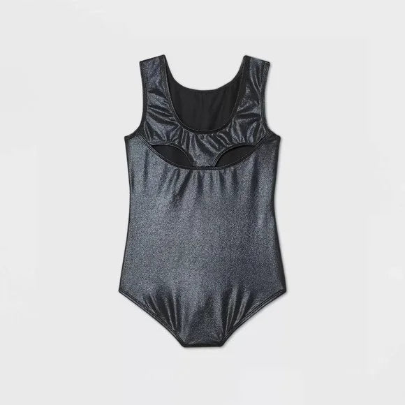 Pre-Owned Gymnastics Leotard Medium Child Black White Acro Jazz