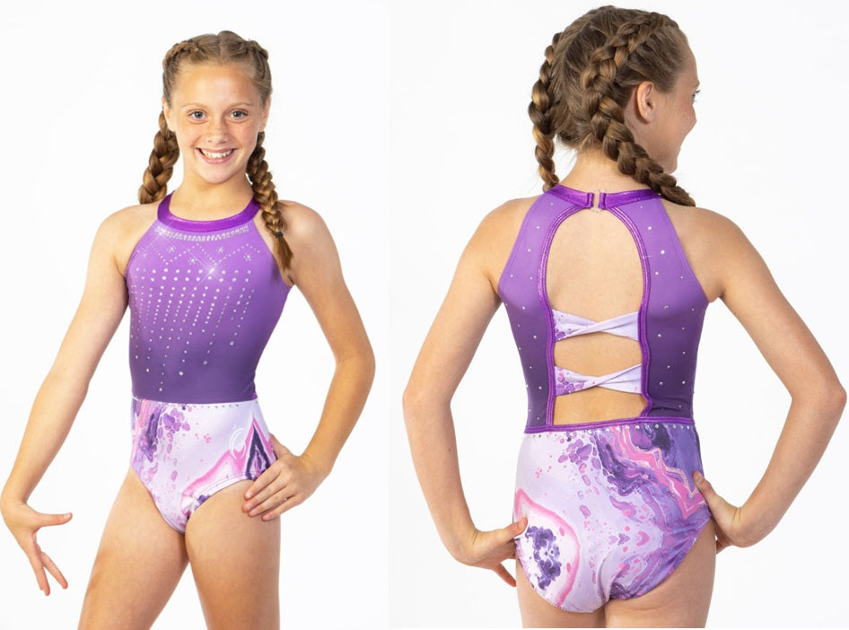 NEW Gymnastics Leotard Garland Activewear Marble Twist Acro Tumbling