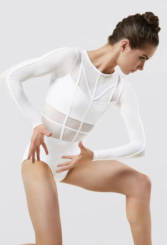 Pre-Owned Leotard Weissman MT10574 White Int Child 6x-7 Costume Base or Class