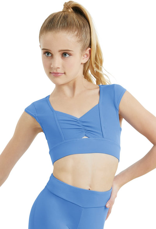 Pre-owned Top Weissman MT10622-Pinch Front Top Blue Medium Child
