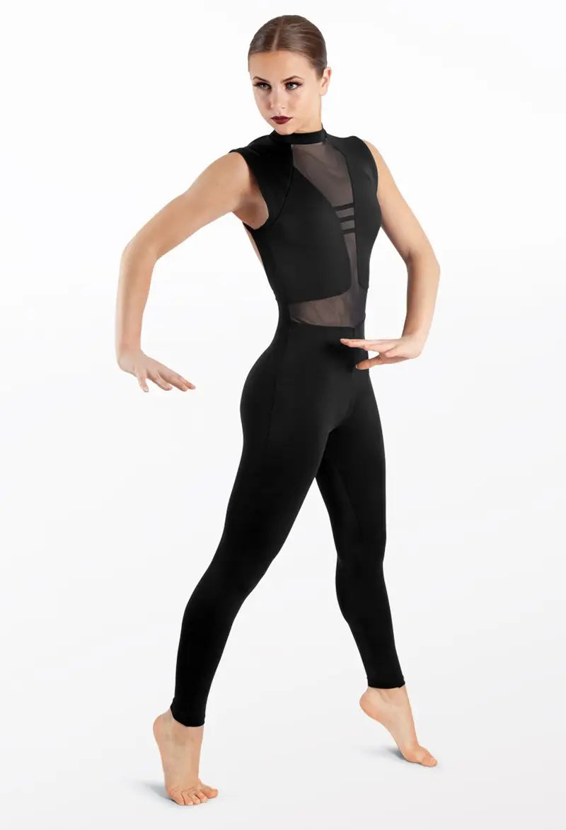 Pre-Owned Costume Weissman MT12258 Medium Adult Black Jumpsuit Jazz Rhinestones