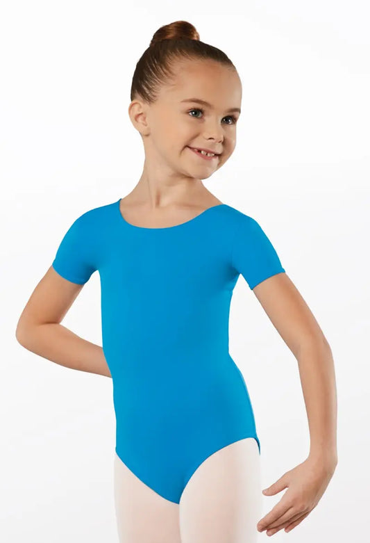 Pre-Owned Leotard Turquoise Weissman MT12458 Intermediate Child Short Sleeve Leotard